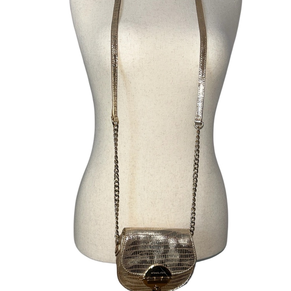 EUC Michael Kors Embossed Mini Gold crossbody bag - Picture 3 of 7